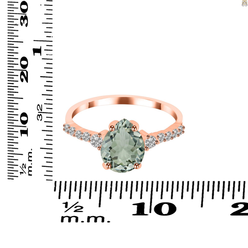 Green Amethyst & White Topaz Ring GRA-RDR-3148.