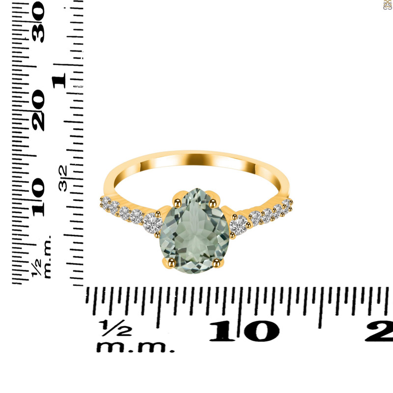 Green Amethyst & White Topaz Ring GRA-RDR-3148.