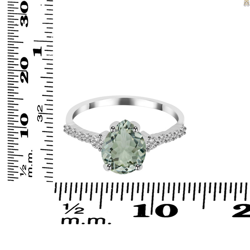 Green Amethyst & White Topaz Ring GRA-RDR-3148.