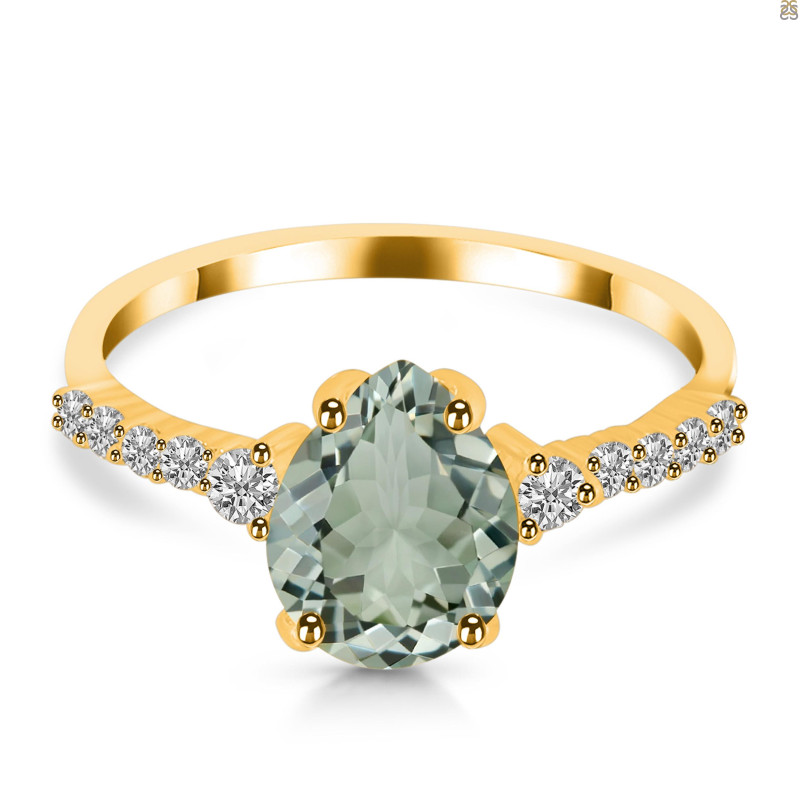 Green Amethyst & White Topaz Ring GRA-RDR-3148.
