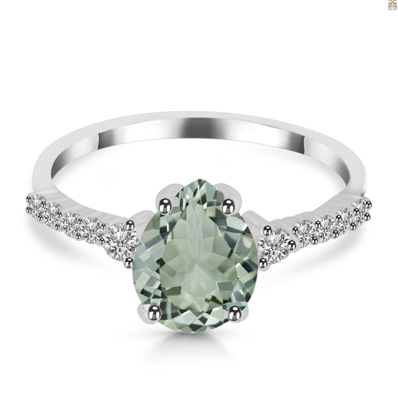 Green Amethyst & White Topaz Ring GRA-RDR-3148.