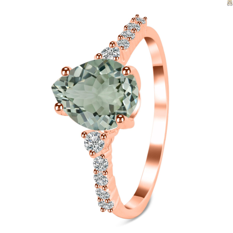 Green Amethyst & White Topaz Ring GRA-RDR-3148.
