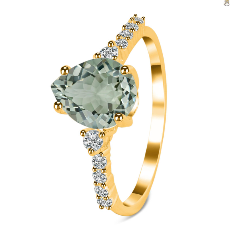 Green Amethyst & White Topaz Ring GRA-RDR-3148.