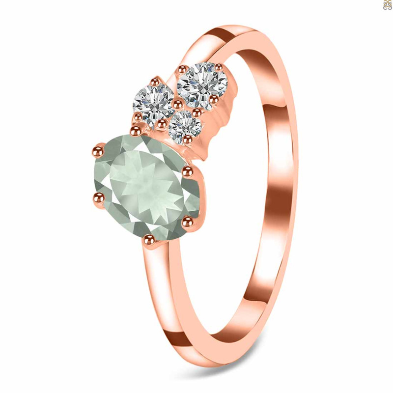 Green Amethyst & White Topaz Ring GRA-RDR-3153.