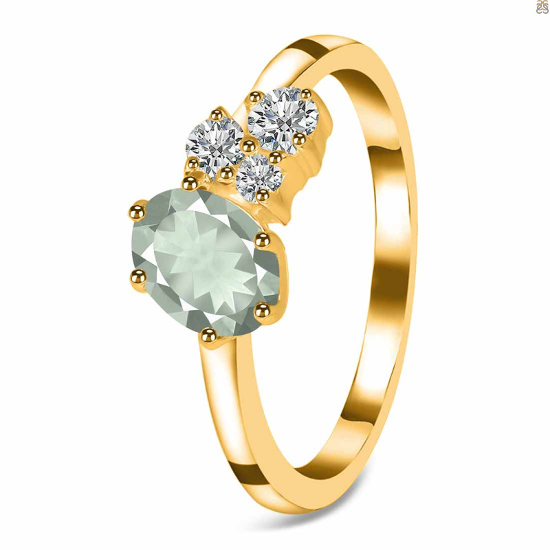 Green Amethyst & White Topaz Ring GRA-RDR-3153.
