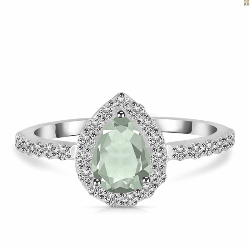 Green Amethyst & White Topaz Ring GRA-RDR-3161.