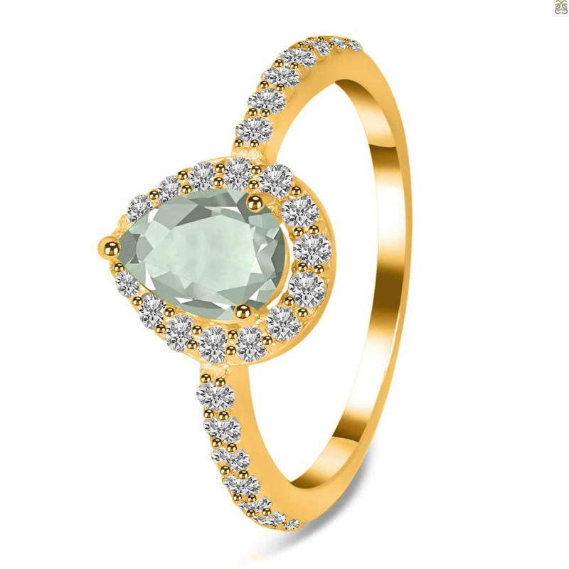 Green Amethyst & White Topaz Ring GRA-RDR-3161.