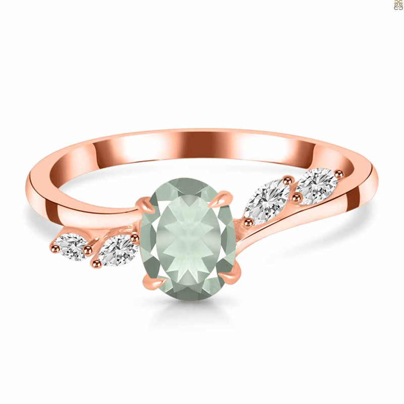 Green Amethyst & White Topaz Ring GRA-RDR-3163.