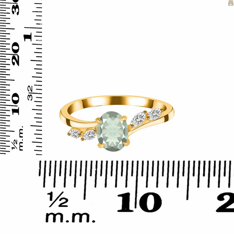 Green Amethyst & White Topaz Ring GRA-RDR-3163.