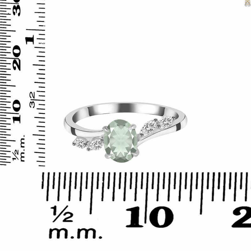 Green Amethyst & White Topaz Ring GRA-RDR-3163.