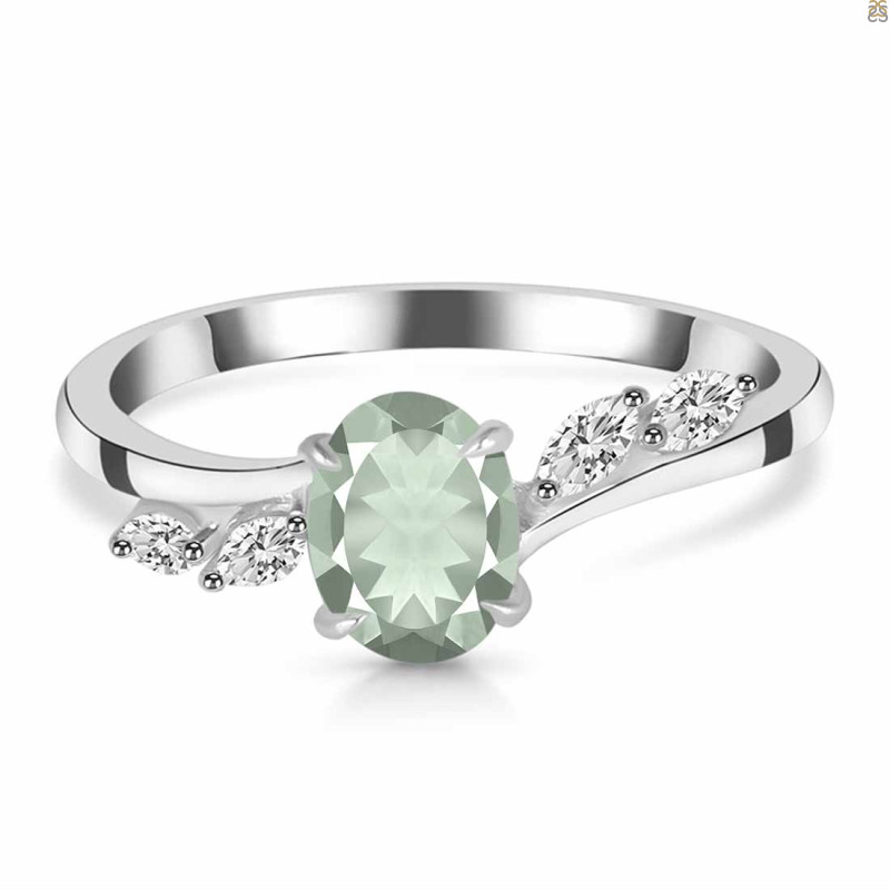 Green Amethyst & White Topaz Ring GRA-RDR-3163.