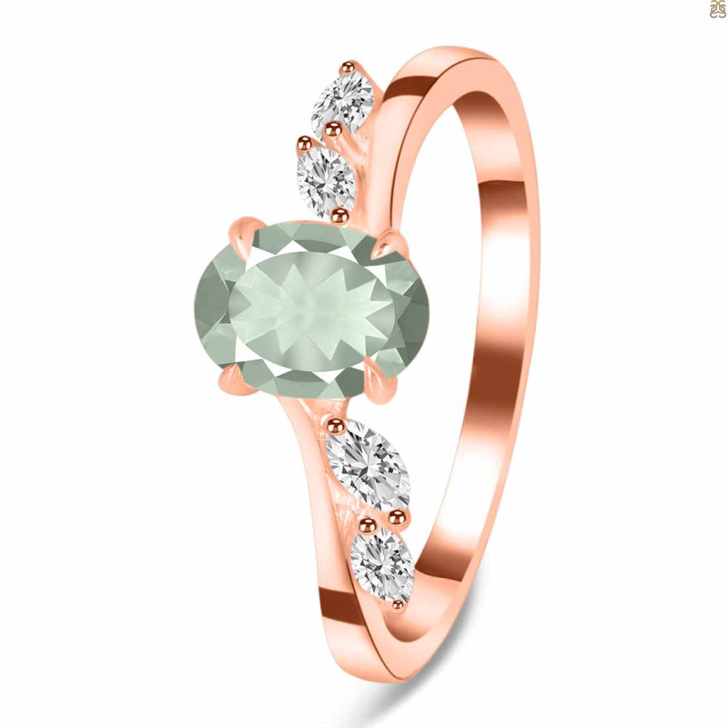 Green Amethyst & White Topaz Ring GRA-RDR-3163.