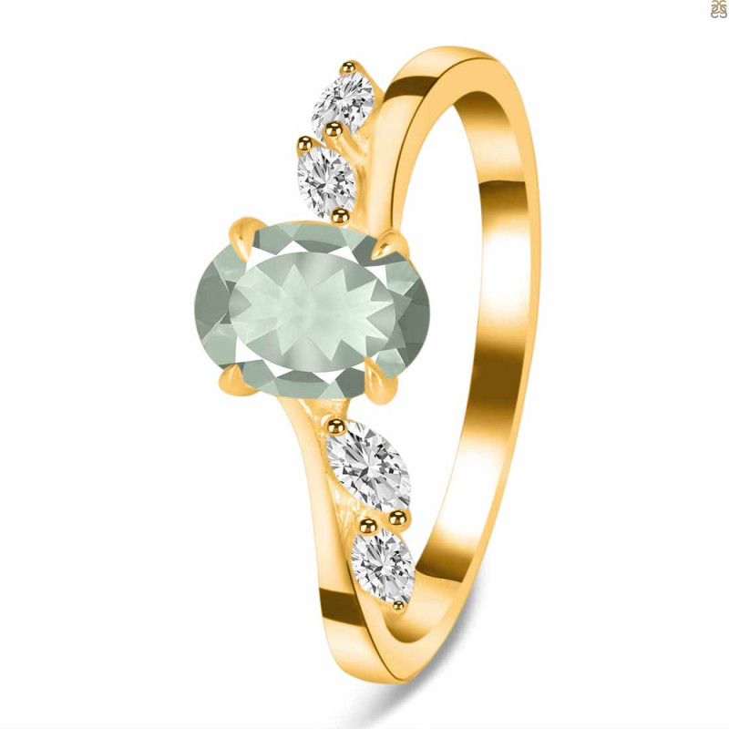 Green Amethyst & White Topaz Ring GRA-RDR-3163.