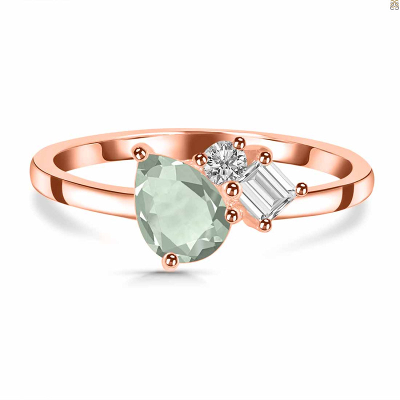 Green Amethyst & White Topaz Ring GRA-RDR-3199.