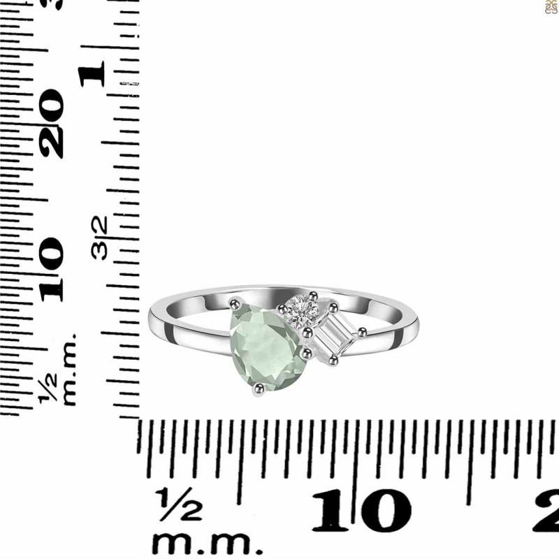 Green Amethyst & White Topaz Ring GRA-RDR-3199.