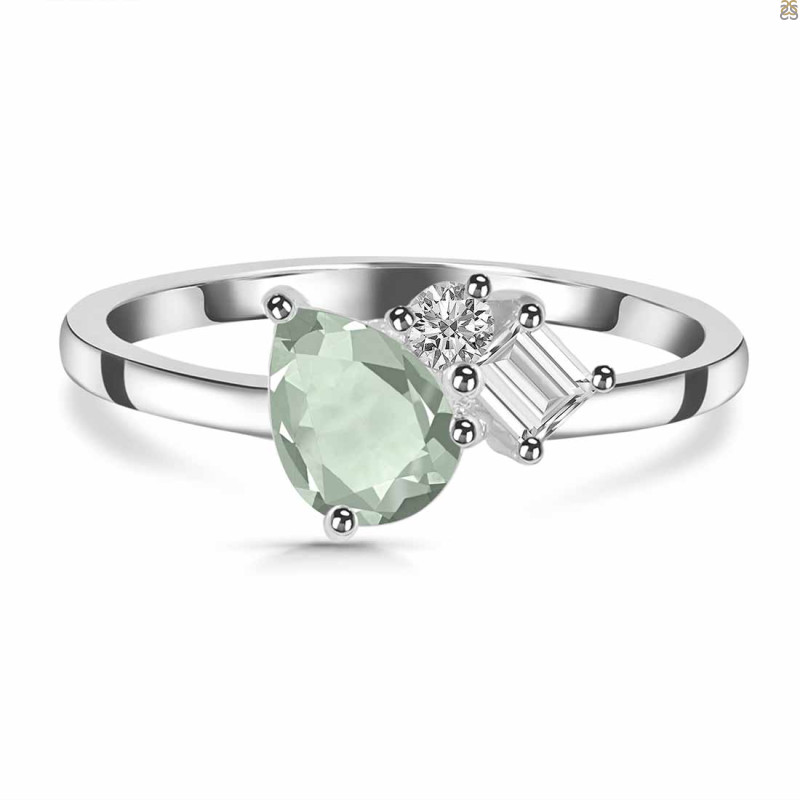 Green Amethyst & White Topaz Ring GRA-RDR-3199.