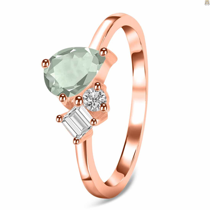 Green Amethyst & White Topaz Ring GRA-RDR-3199.