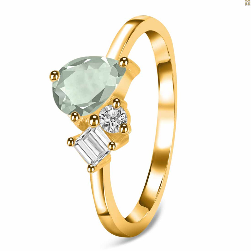 Green Amethyst & White Topaz Ring GRA-RDR-3199.