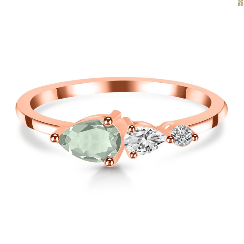 Green Amethyst  & White Topaz Ring GRA-RDR-3238.