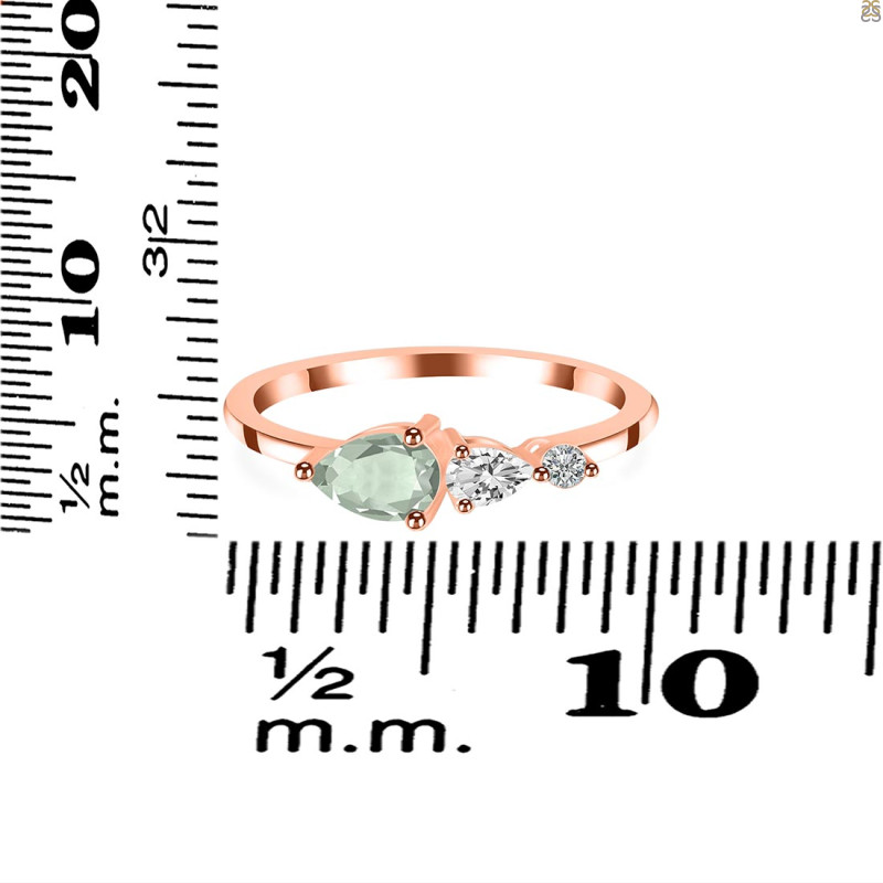 Green Amethyst  & White Topaz Ring GRA-RDR-3238.