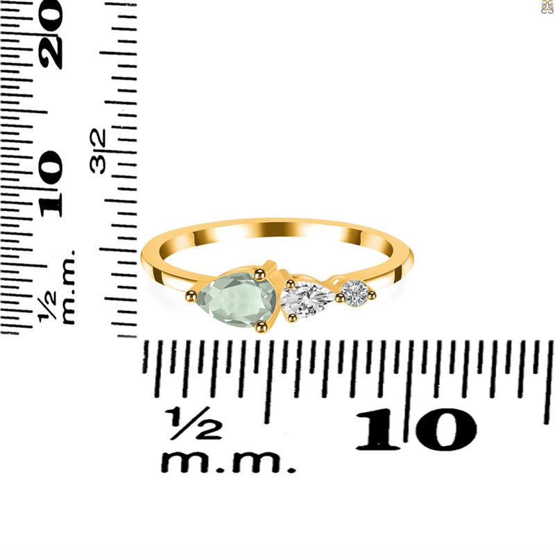 Green Amethyst  & White Topaz Ring GRA-RDR-3238.