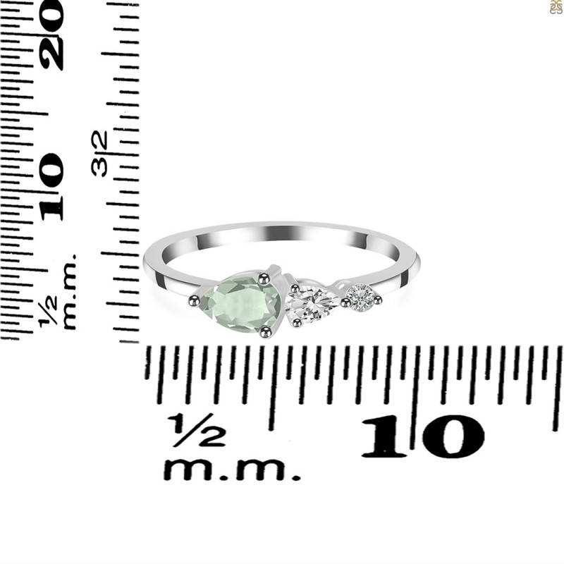 Green Amethyst  & White Topaz Ring GRA-RDR-3238.