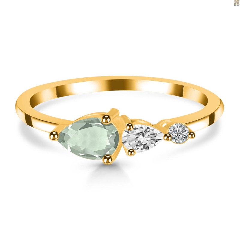 Green Amethyst  & White Topaz Ring GRA-RDR-3238.