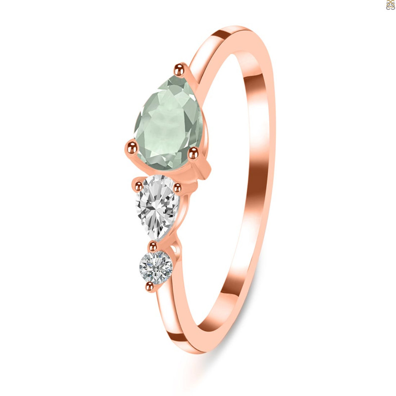 Green Amethyst  & White Topaz Ring GRA-RDR-3238.