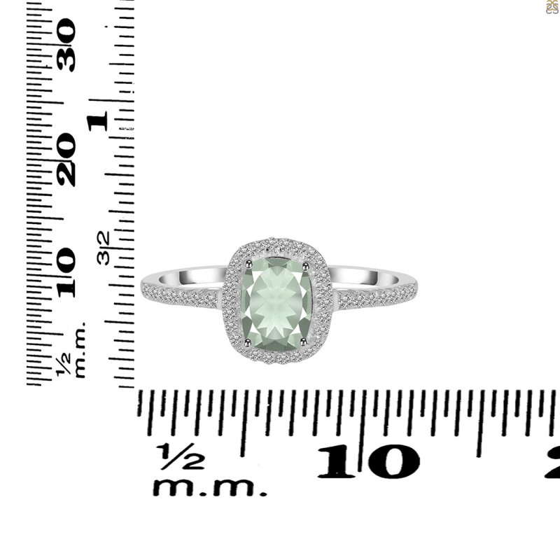 Green Amethyst & White Topaz Ring GRA-RDR-3263.