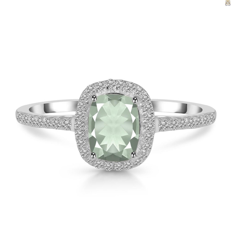 Green Amethyst & White Topaz Ring GRA-RDR-3263.