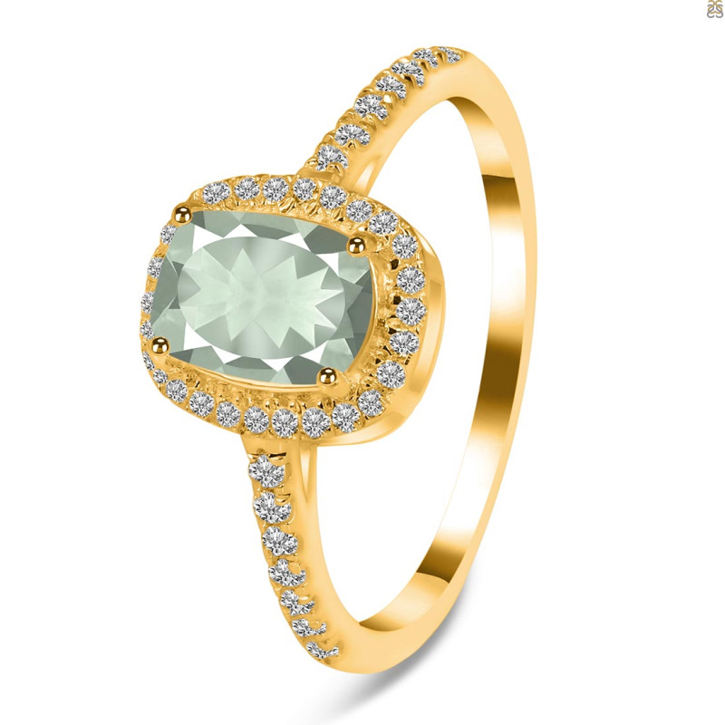 Green Amethyst & White Topaz Ring GRA-RDR-3263.