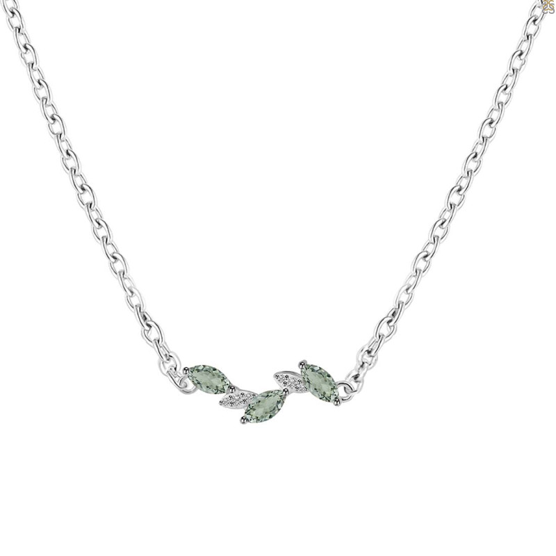 Green Amethyst & White Topaz Necklace GRA-RDN-460.