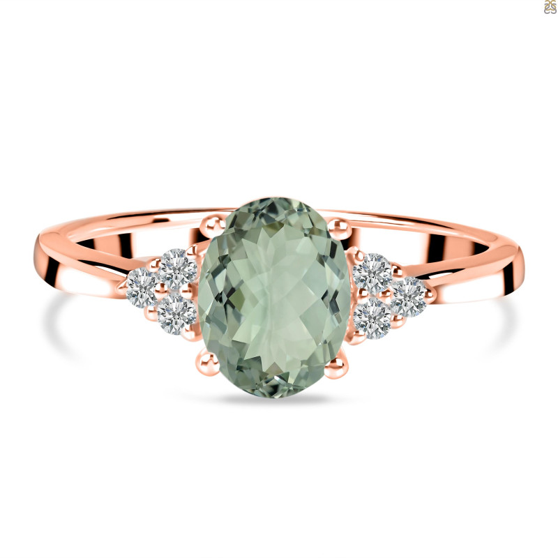 Green Amethyst & White Topaz Ring GRA-RR-364.