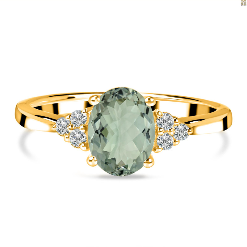 Green Amethyst & White Topaz Ring GRA-RR-364.