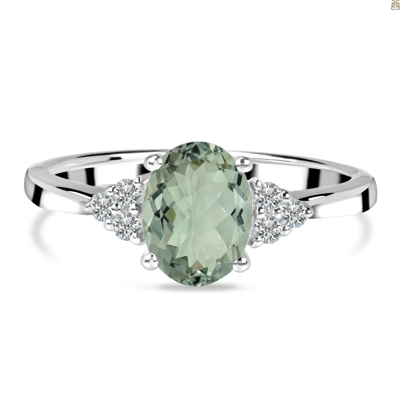 Green Amethyst & White Topaz Ring GRA-RR-364.