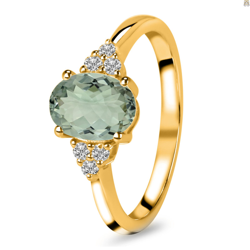 Green Amethyst & White Topaz Ring GRA-RR-364.