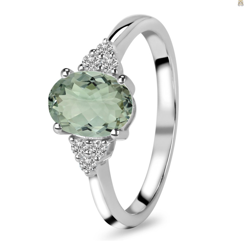 Green Amethyst & White Topaz Ring GRA-RR-364.