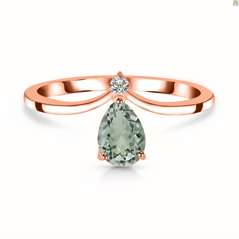 Green Amethyst & White Topaz Ring GRA-RR-374.