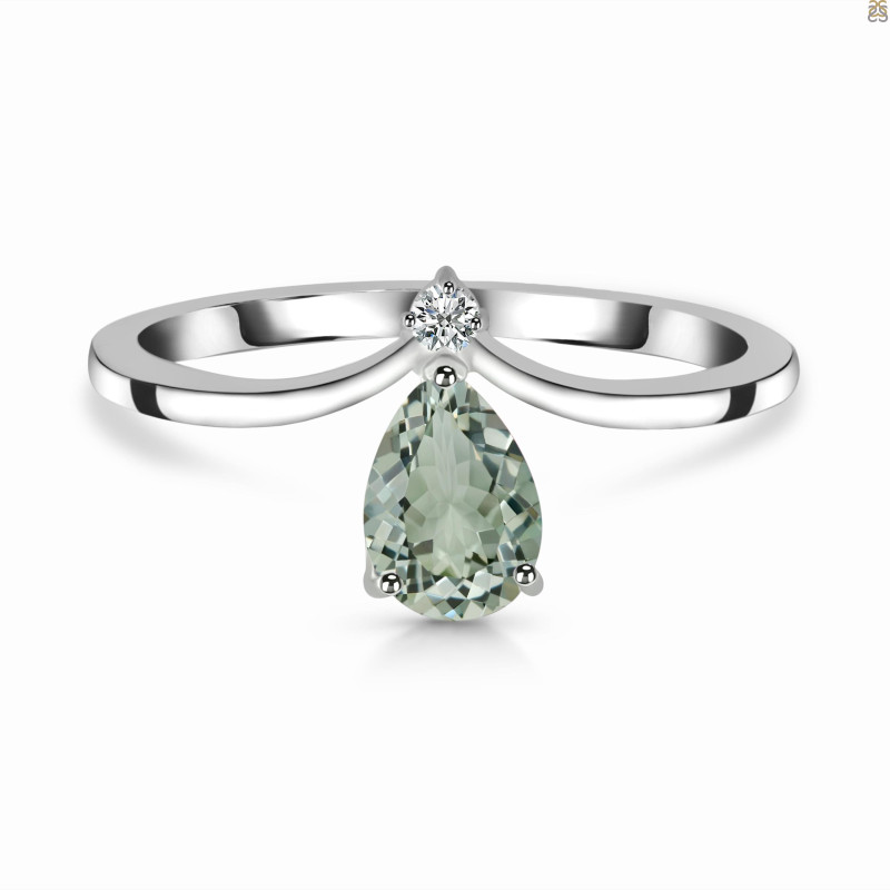 Green Amethyst & White Topaz Ring GRA-RR-374.