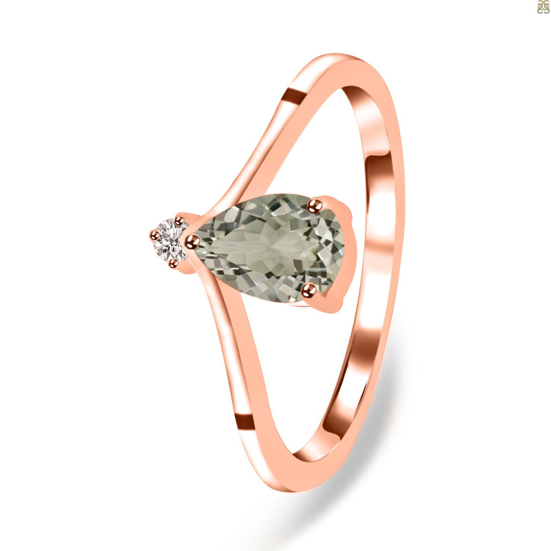 Green Amethyst & White Topaz Ring GRA-RR-374.