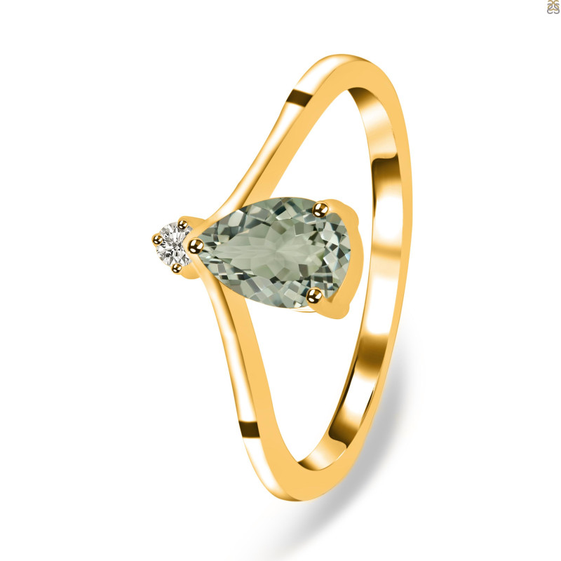Green Amethyst & White Topaz Ring GRA-RR-374.