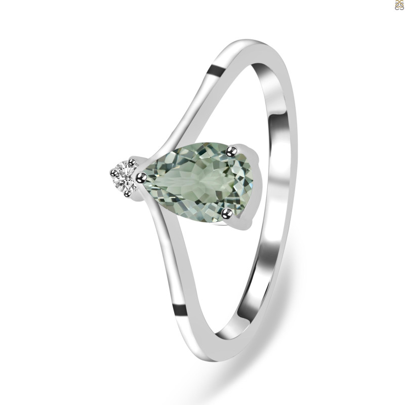 Green Amethyst & White Topaz Ring GRA-RR-374.