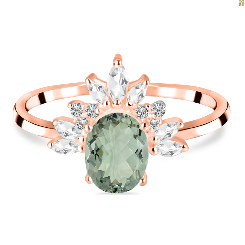 Green Amethyst & White Topaz Ring GRA-RR-405.