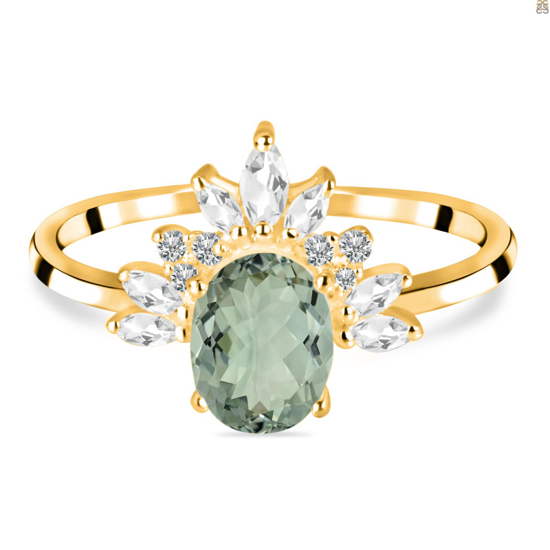 Green Amethyst & White Topaz Ring GRA-RR-405.