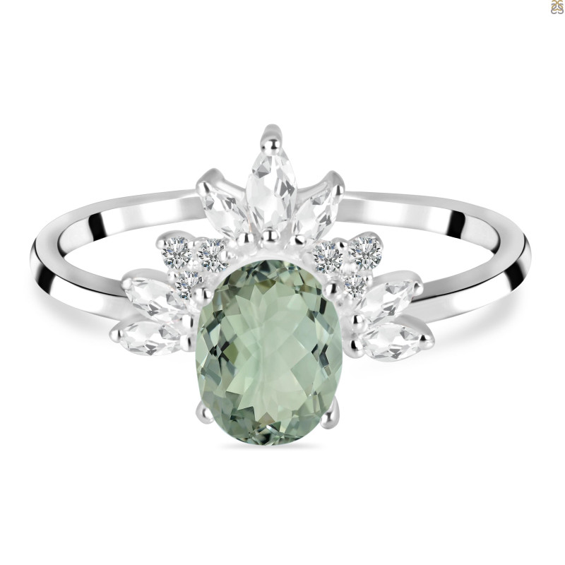 Green Amethyst & White Topaz Ring GRA-RR-405.