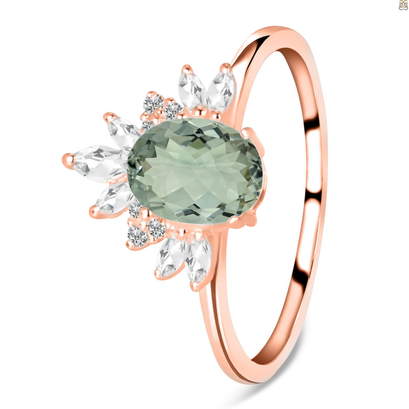 Green Amethyst & White Topaz Ring GRA-RR-405.