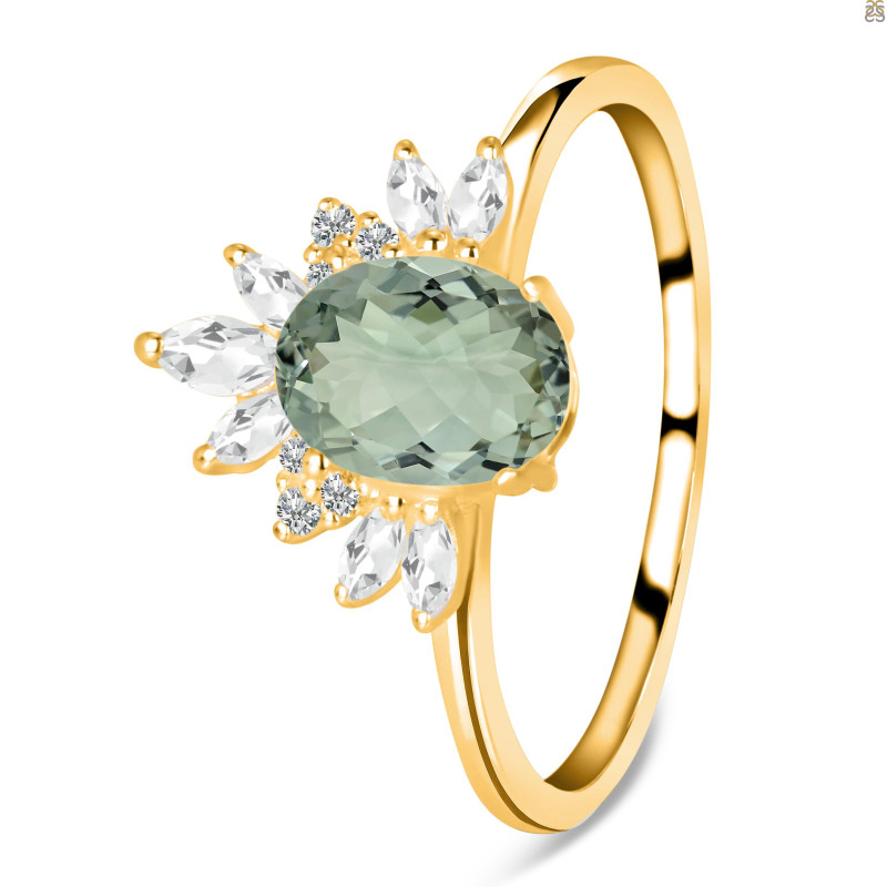 Green Amethyst & White Topaz Ring GRA-RR-405.