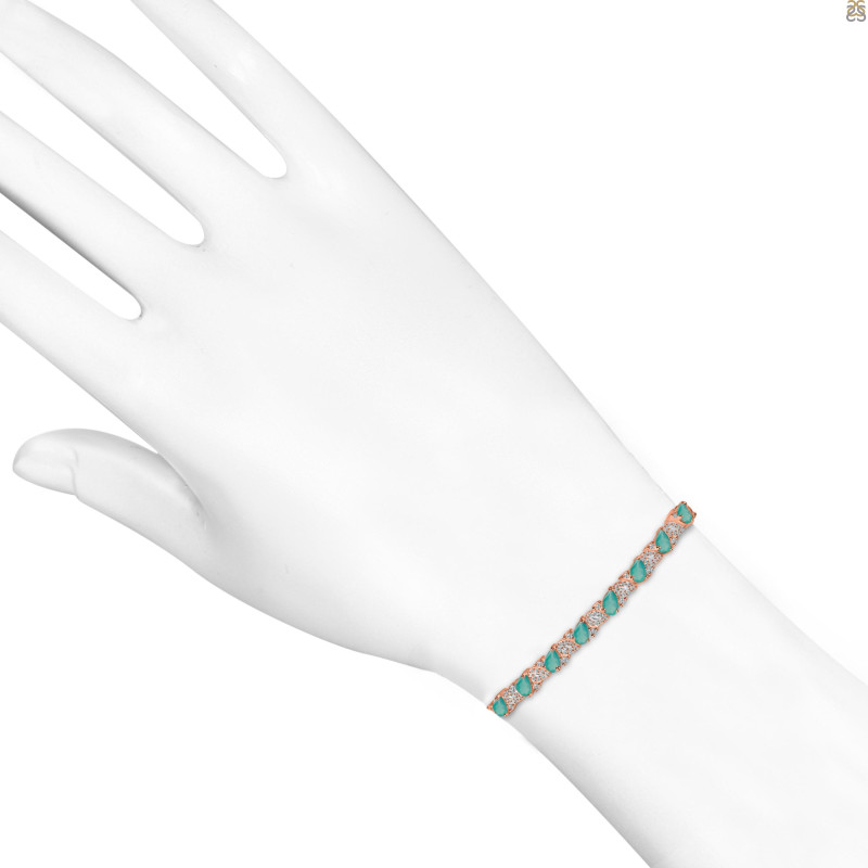 Green Onyx & White Topaz Bracelet With Adjustable Camera Lock GRO-RDB-128.