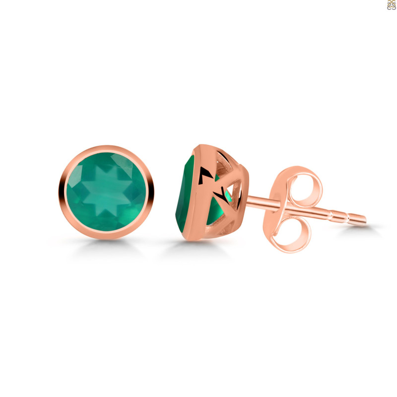Green Onyx Stud Earring GRO-RDE-1254.