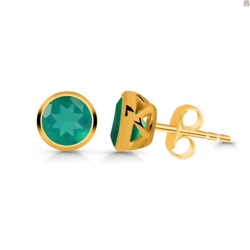 Green Onyx Stud Earring GRO-RDE-1254.